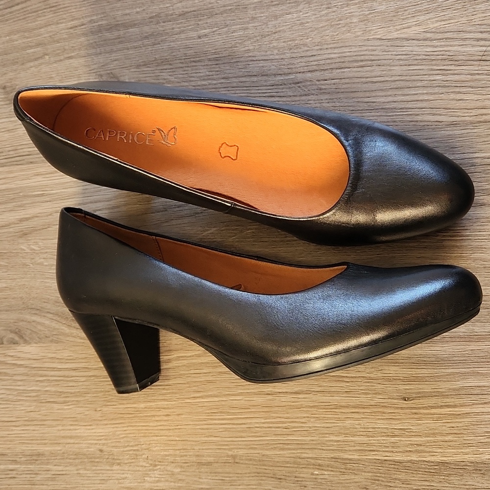 Caprice classic black leather pumps, size 39 - Picture 4 of 10